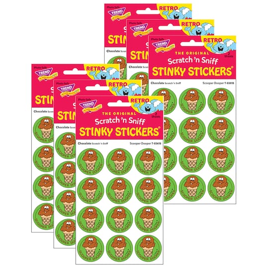 TREND Enterprises&#xAE; Scooper Dooper Chocolate Scented Stickers, 6 Packs of 24